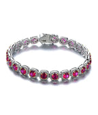 925 sterling silver bracelet with red zircon stones - Red - Bracelets