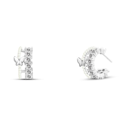 925 sterling silver butterfly-shaped earrings adorned with zircon stones and pearls - fathyibrahim