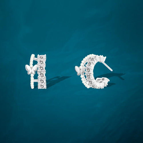 925 sterling silver butterfly-shaped earrings adorned with zircon stones and pearls - fathyibrahim