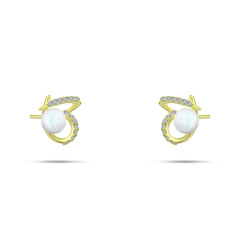 925 sterling silver earrings plated with 18k gold in an open heart shape - fathyibrahim