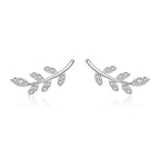 925 sterling silver leaf-shaped earring - Transparent