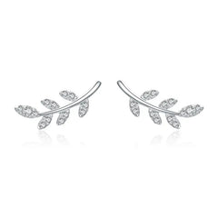 925 sterling silver leaf-shaped earring - Transparent