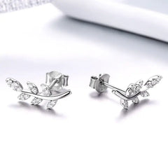 925 sterling silver leaf-shaped earring - Transparent