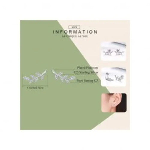 925 sterling silver leaf-shaped earring - Transparent