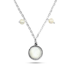 925 sterling silver Necklace Arabic Style With Pearl Stone - fathyibrahim