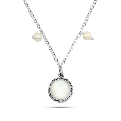 925 sterling silver Necklace Arabic Style With Pearl Stone - fathyibrahim