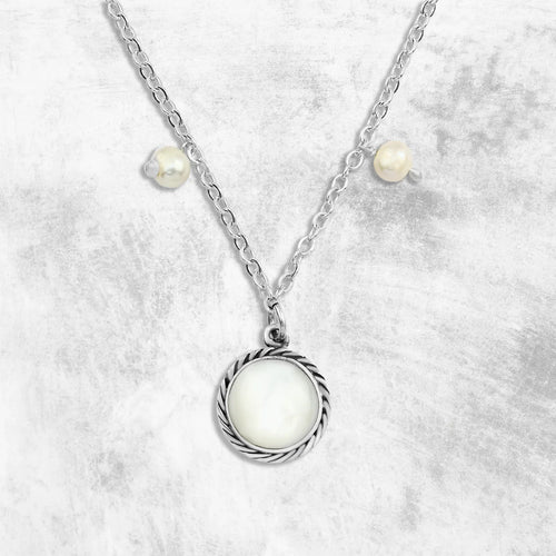 925 sterling silver Necklace Arabic Style With Pearl Stone - fathyibrahim