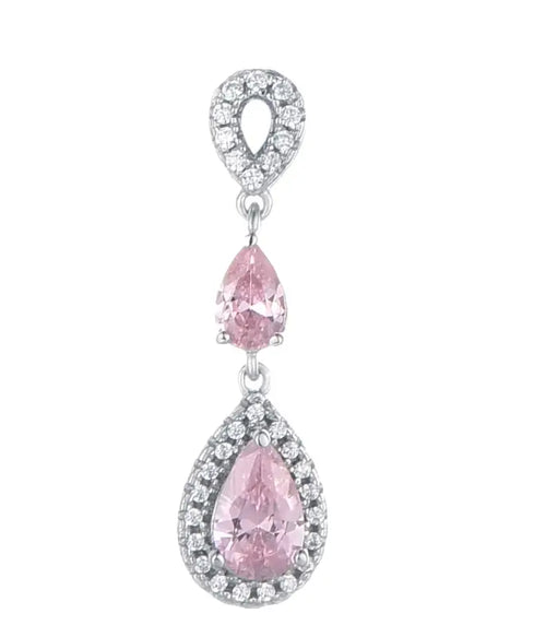 925 sterling silver necklace platinum-plated With a sparkling pink zircon stone - Pink - NECKLACES
