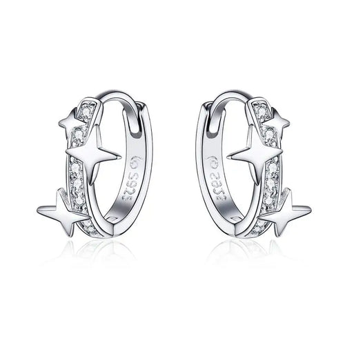 925 sterling silver star shaped earrings - Transparent