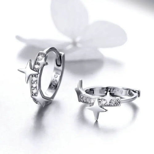 925 sterling silver star shaped earrings - Transparent