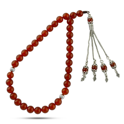 Luxury Cartilage Agate Rosary with 925 Turkish Silver Set