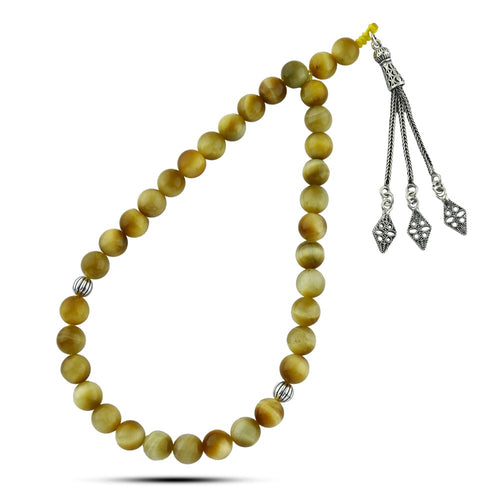 Golden Tiger's Eye Stone Rosary with 925 Sterling Silver