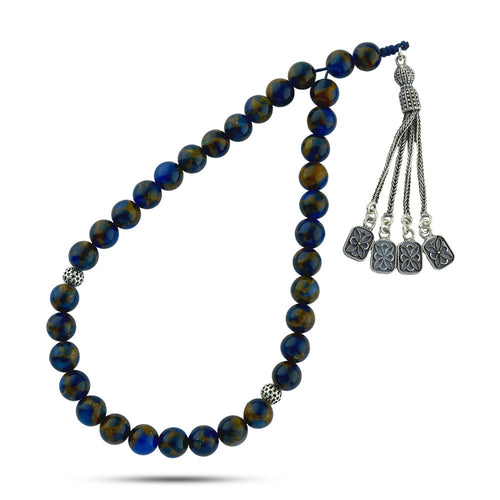 Blue Jasper Rosary with Silver Inlay