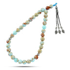 Milky Jasper Rosary with Silver Inlay