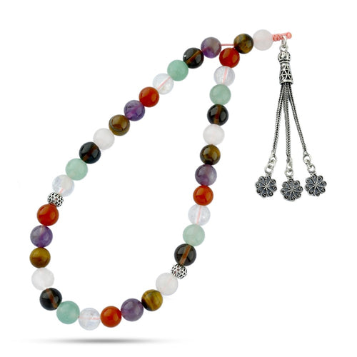 Chakra Prayer Beads with 925 Turkish Sterling Silver Accents