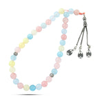 Morganite rosary with 925 silver inlay