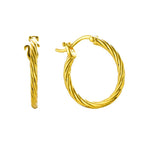 Twisted Gold-Plated Silver Hoop Earrings