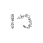 Silver Zircon Half Hoop Earrings