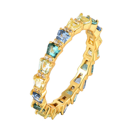 Gold-Plated Silver Band with Multicolor Stones