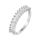 Half Pavé Silver Band Ring