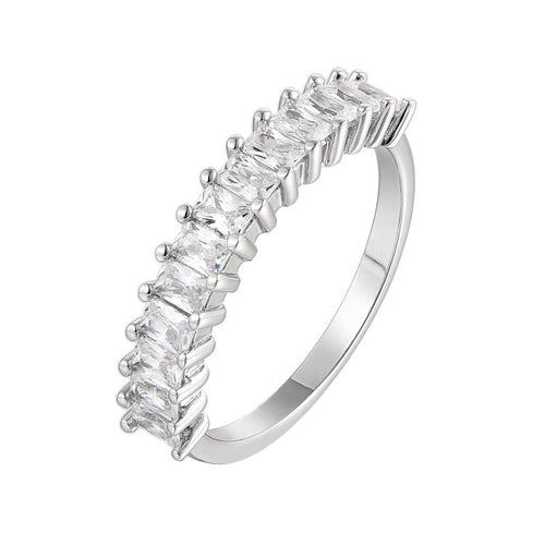 Half Pavé Silver Band Ring
