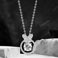 A circular butterfly-shaped necklace made of 925 sterling silver, encrusted with zircon stones. - fathyibrahim