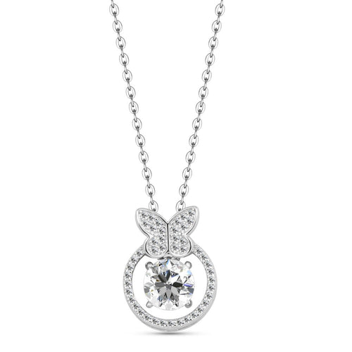 A circular butterfly-shaped necklace made of 925 sterling silver, encrusted with zircon stones. - fathyibrahim