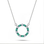 A Green Ring Of Zircon - 925 Silver Necklace - Green - NECKLACES