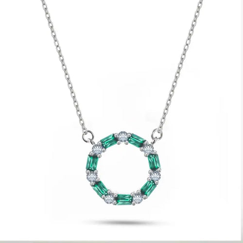 A Green Ring Of Zircon - 925 Silver Necklace - Green - NECKLACES