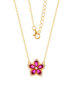 A jasmine flower 925 Silver necklace - Gold - Pink - NECKLACES