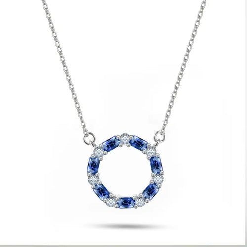 A Ring of blue Zircon 925 Silver Necklace - Blue - NECKLACES