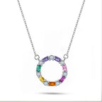 A Ring Of Colorful Zircon - 925 Silver Necklace - Multi Color - NECKLACES