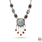Agate Arabic 925 Silver Women Necklace - Brown