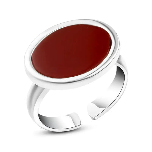 Agate Silver Ring - 925 sterling silver - Brown - Rings