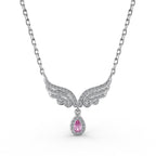 Angle Wings -925 sterling silver Necklace - Pink