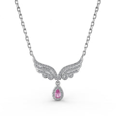 Angle Wings -925 sterling silver Necklace - Pink