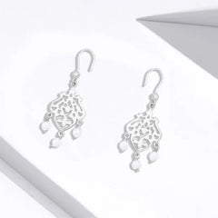 Arabic Style Hook Earrings with Mother Of Pearl - White - Earrings