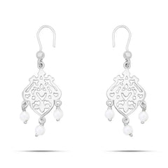 Arabic Style Hook Earrings with Mother Of Pearl - White - Earrings