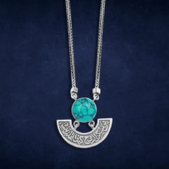 Arabic Style Necklace with ’Whoever dwells in the Soul How can the heart forget him’ - Turquoise - NECKLACES