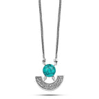 A silver necklace with an Arabic design (Who resides in the soul, how can the heart forget him) (Your presence is the paradise of the world) - fathyibrahim