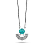 Arabic Style Necklace with ’Whoever dwells in the Soul How can the heart forget him’ - Turquoise - NECKLACES