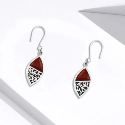Arabic Style with Agate Stone Earring - Brown - Earrings