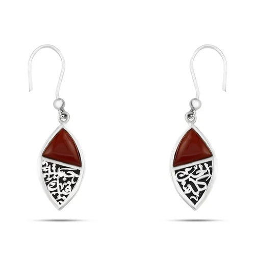 Arabic Style with Agate Stone Earring - Brown - Earrings
