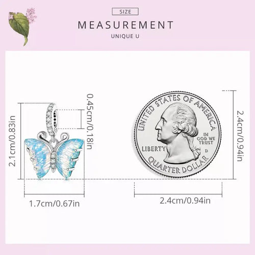 Aurora butterfly 925 Silver Charm - White