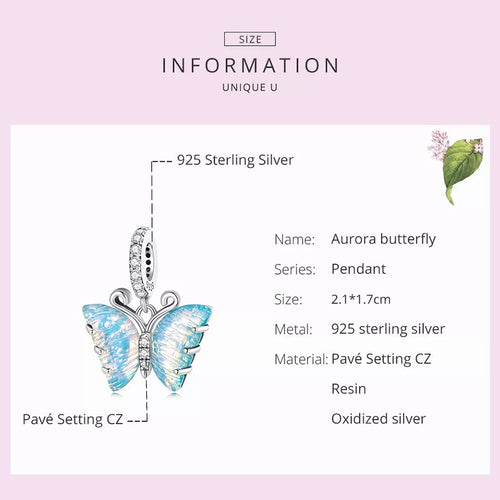 Aurora butterfly 925 Silver Charm - fathyibrahim