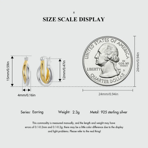 Bicolor Gold & Silver Earring - 925 sterling silver - fathyibrahim