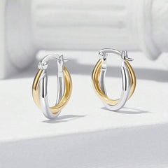 Bicolor Gold & Silver Earring - 925 sterling silver - fathyibrahim