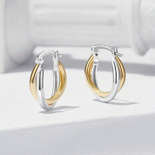 Bicolor Gold & Silver Earring - 925 sterling silver - fathyibrahim