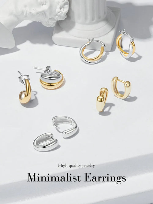 Bicolor Gold & Silver Earring - 925 sterling silver - fathyibrahim