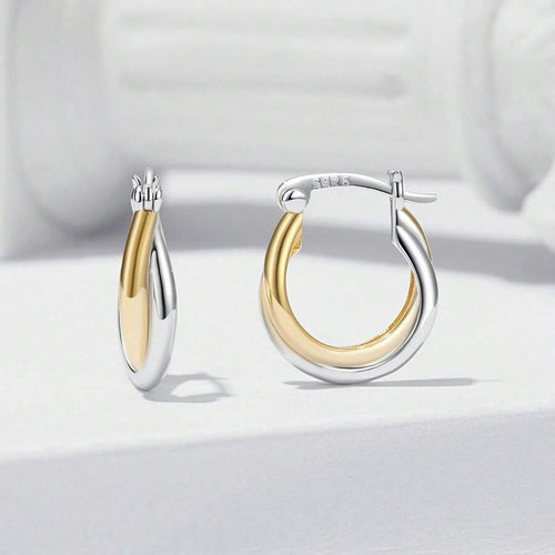 Bicolor Gold & Silver Earring - 925 sterling silver - fathyibrahim